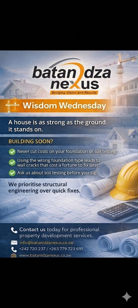 Building Tips!!! Consult a wise master builder to secure your future. Batanidza offers you peace of mind.