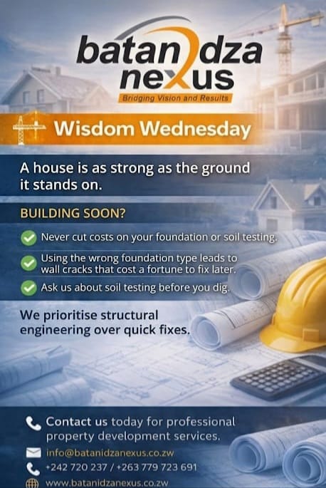 Building Tips!!! Consult a wise master builder to secure your future. Batanidza offers you peace of mind.